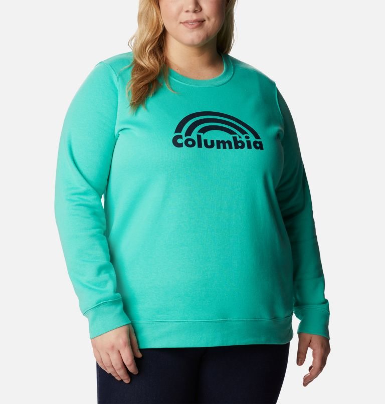 Women's Columbia Trek Graphic Crew Sweatshirts Turquoise | Plus Size CA-V81L6